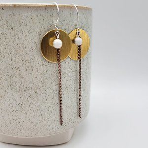 Dia Earrings – Howlite, Sterling and Brass – OOAK